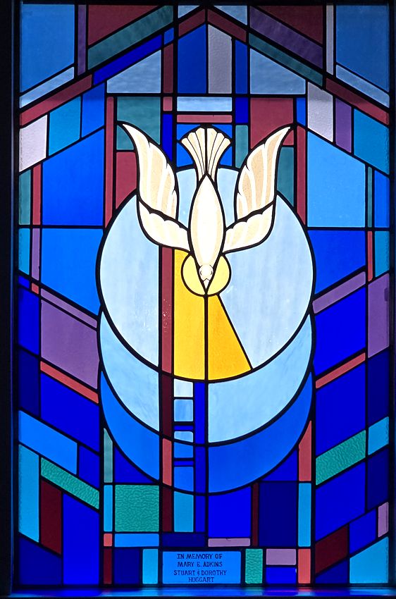 Stained glass window: Descending Dove